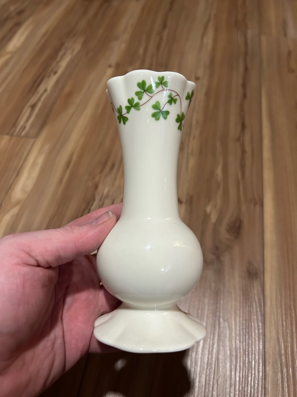 Shannon Godinger Porcelain Clover Accent Bud Vase - White and Green